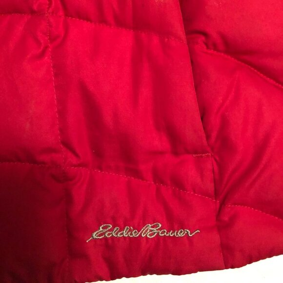 Eddie Bauer EB 650 Womens Size XS Goose Down min 80% Red Puffer Vest Pockets - Picture 2 of 10